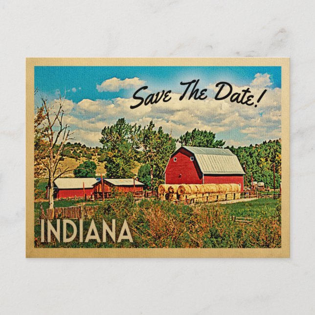 Carte Postale Faire-part Indiana Save The Date Farm Grange Rustic (Devant)