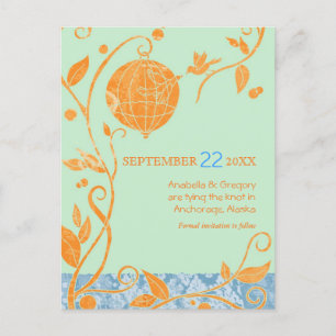 Carte Postale Faire-part Inséparables Boho Mint Wedding Enregistrer la date