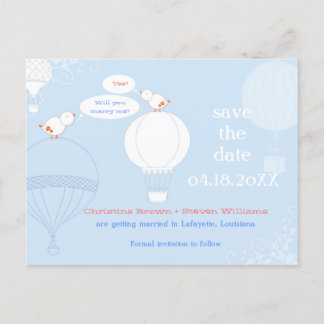 Carte Postale Faire-part Inséparables sur des ballons à air Enregistrer la