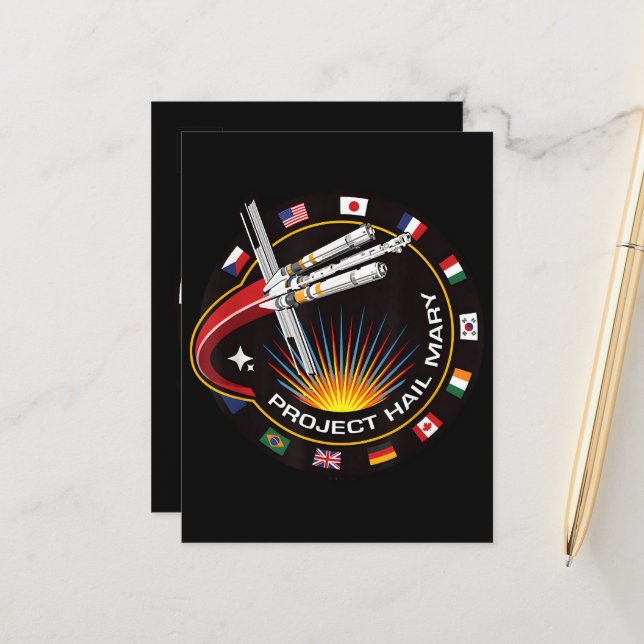 Carte Postale Faire-part Insigne de mission spatiale (Devant/Arrière en situation)