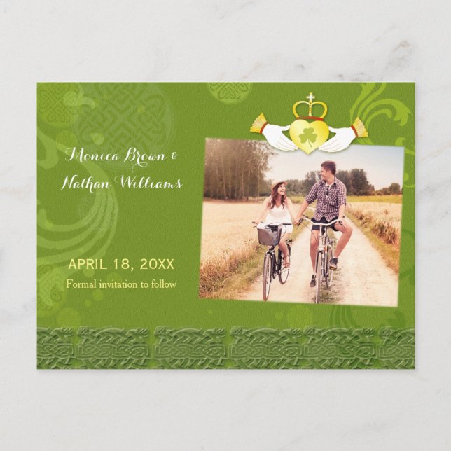 Carte Postale Faire-part Irish Claddagh Heart Mariage Photo Enregistrer la  (Devant)
