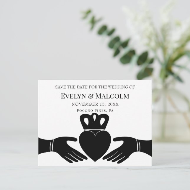 Carte Postale Faire-part Irish Claddagh Ring STD Enregistrer le Mariage de  (Debout devant)
