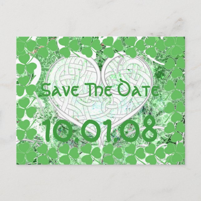 Carte Postale Faire-part Irish Save the Date - Distressed Grunge (Devant)