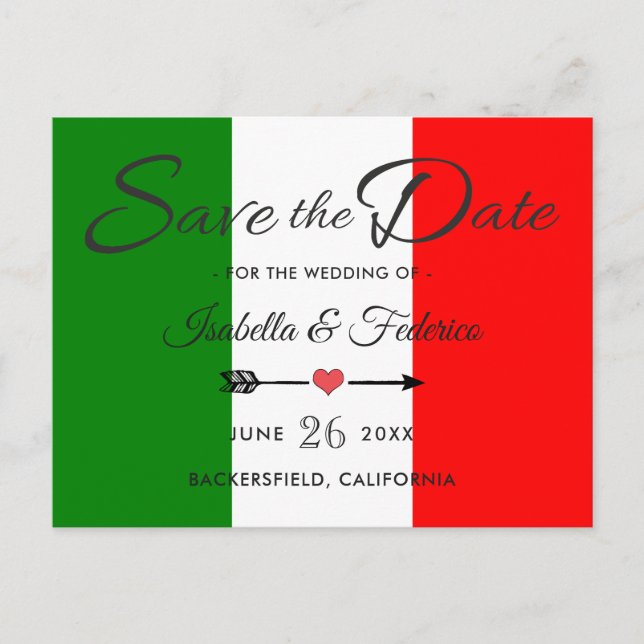 Carte Postale Faire-part Italie Mariage italien Enregistrer la date (Devant)