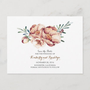 Carte Postale Faire-part ivoire bouquet floral chute d'aquarelle enregistre