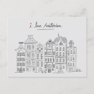 Carte Postale Faire-part J'adore Amsterdam Voyage Pays-Bas