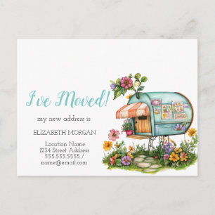 Carte Postale Faire-part J'ai déménagé, Boîte aux lettres Fleurs de printem
