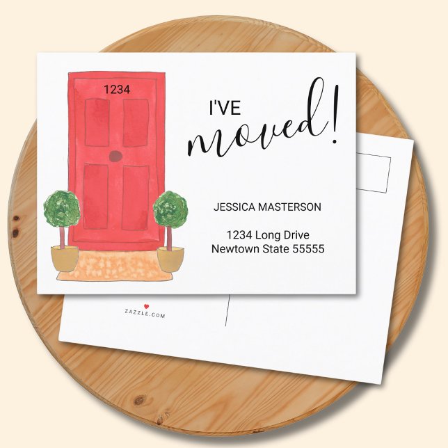 Carte Postale Faire-part J'ai déménagé Changement d'adresse Couleur d'aquar (Créateur téléchargé)