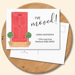Carte Postale Faire-part J'ai déménagé Changement d'adresse Porte Rouge Aqu
