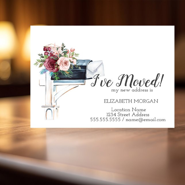 Carte Postale Faire-part J'ai déménagé, Fleurs de boîte aux lettres aquarel (Créateur téléchargé)