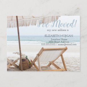 Carte Postale Faire-part J'ai déménagé, Parasol de chaise de plage Nouvelle