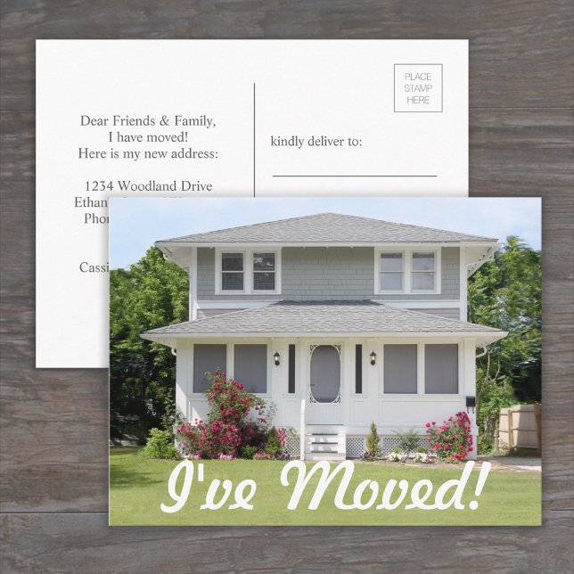 Carte Postale Faire-part J'ai déménagé Script Nouvelle maison Photo Changem (Créateur téléchargé)