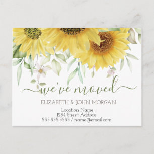Carte Postale Faire-part J'ai déménagé Tournesols à l'aquarelle Nouvelle a
