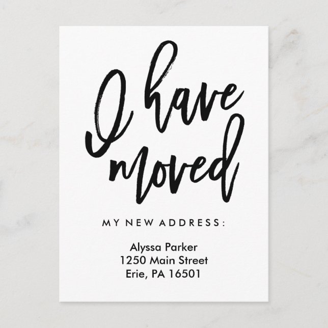Carte Postale Faire-part J'ai déménagé | Typographie moderne simple (Devant)