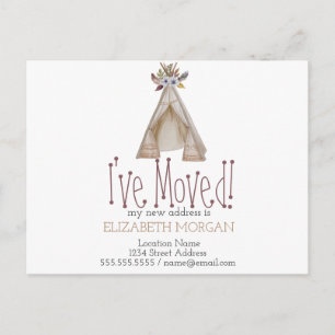 Carte Postale Faire-part J'ai déplacé Tent Teepee Nouvelle adresse