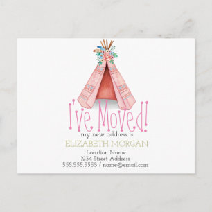Carte Postale Faire-part J'ai déplacé Tribal Teepee nouvelle adresse