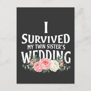 Carte Postale Faire-part J'ai survécu au mariage de ma sœur jumelle Couples