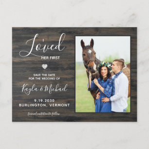 Carte Postale Faire-part J'Aimais Son Premier Rustic Horse Photo Mariage