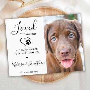 Carte Postale Faire-part J'aime son premier Mariage de chien moderne Fiança