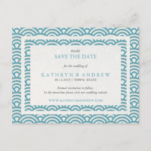 Carte Postale Faire-part Japon Seigaiha Vagues Sauvez La Date Pas De Photo