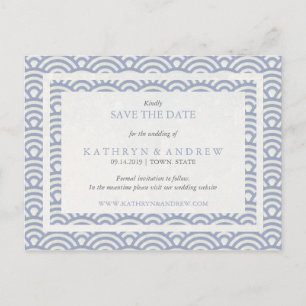 Carte Postale Faire-part Japon Seigaiha Vagues Sauvez La Date Pas De Photo