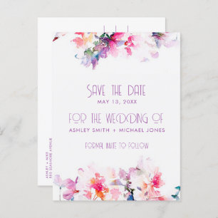 Carte Postale Faire-part Jardin Floral Budget Mariage Enregistrer la date
