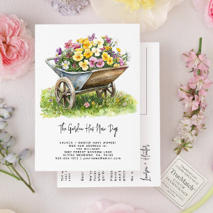 Carte Postale Faire-part Jardin Floral Élégant à l'Aquarelle en Mouvement