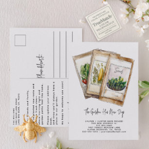 Carte Postale Faire-part Jardin Moderne Nous Avons Déménagé Aquarelle Éléga