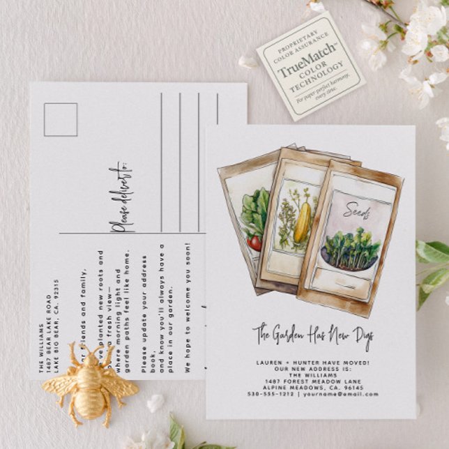 Carte Postale Faire-part Jardin Moderne Nous Avons Déménagé Aquarelle Éléga (Créateur téléchargé)