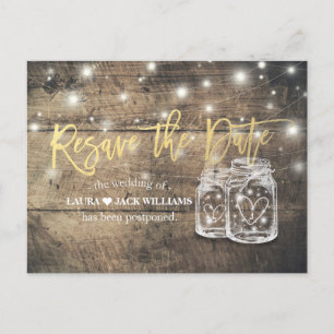 Carte Postale Faire-part Jars Mason de report de date de mariage resauvegar