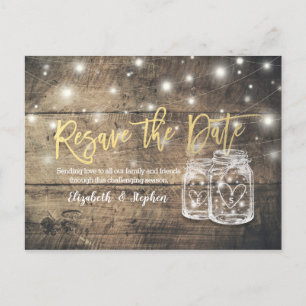 Carte Postale Faire-part Jars Mason pour le report de date de mariage "Resa