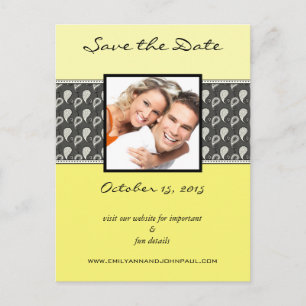 Carte Postale Faire-part Jaune profond gris à motifs Save The Date Vos Phot