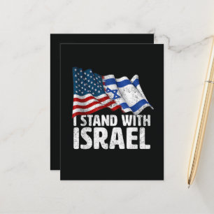 Carte Postale Faire-part Je suis avec Israël Drapeau américain USA 