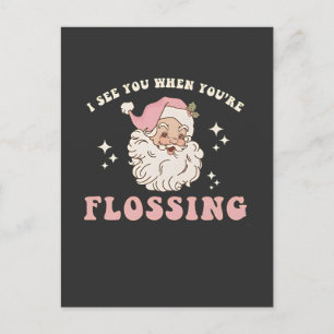 Carte Postale Faire-part Je te vois quand tu fais du fil dentaire à Noël