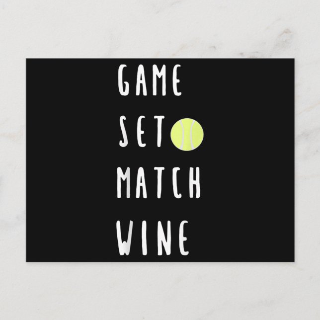 Carte Postale Faire-part Jeu Set Match Vin Amateur de Vin Joueur de Tennis (Devant)
