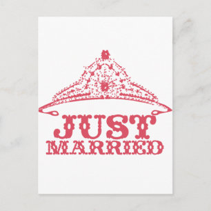 Carte Postale Faire-part Jeune Mariée Princesse Bride Couronne de mariage