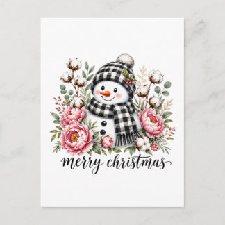 Carte Postale Faire-part Joli Bonhomme de Neige Joyeux Noël