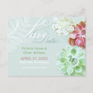 Carte Postale Faire-part Joli Cactus Plante Grasse Mariage Épargnez la Date