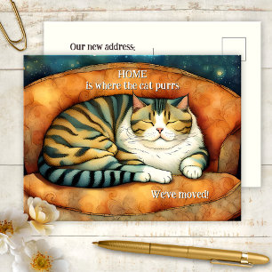 Carte Postale Faire-part Joli Chat qui Déménage Nouvelle Adresse