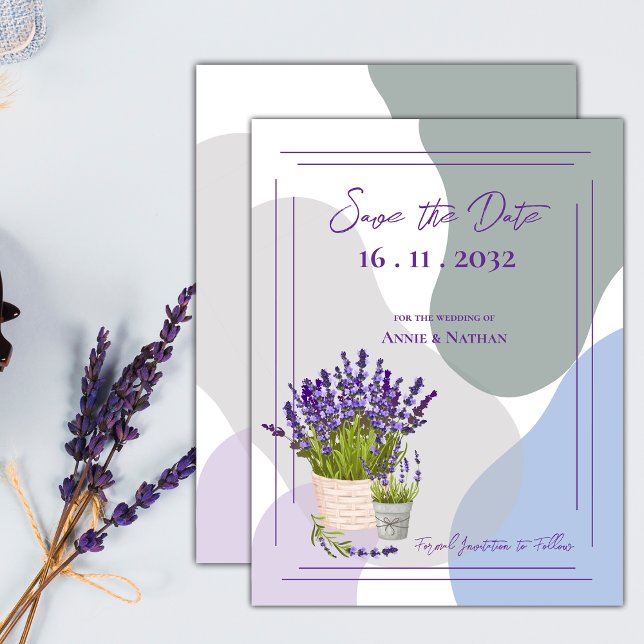 Carte Postale Faire-part Joli Mariage Thème Floral Lavande Mignon (Cute Pretty Lavender Themed Floral Wedding Announcement Postcard)