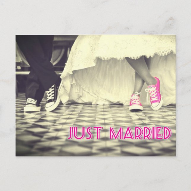 Carte Postale Faire-part Joli Mariés Noir Blanc (Devant)