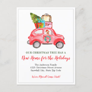 Carte Postale Faire-part Joli sapin de Noël Nouvelle maison Voiture Fêtes D