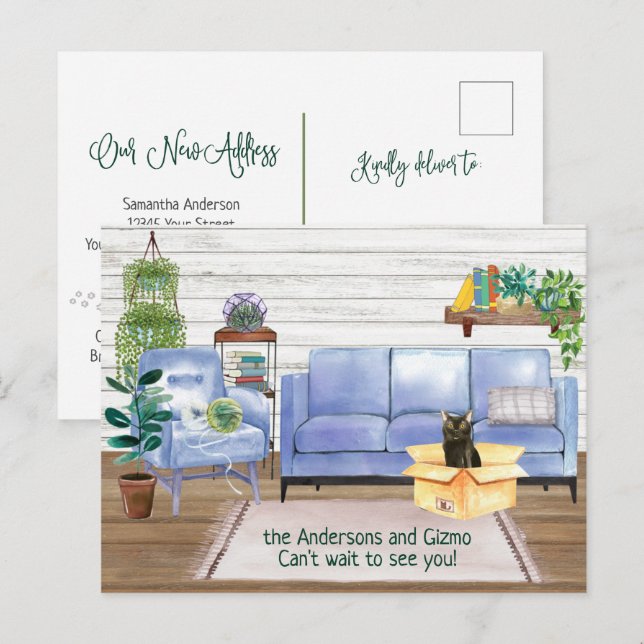 Carte Postale Faire-part Jolie adresse de nouvelle maison confortable à Bom (Devant / Derrière)