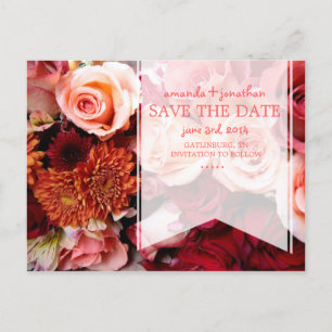 Carte Postale Faire-part Jolies roses roses roses pour sauver la date