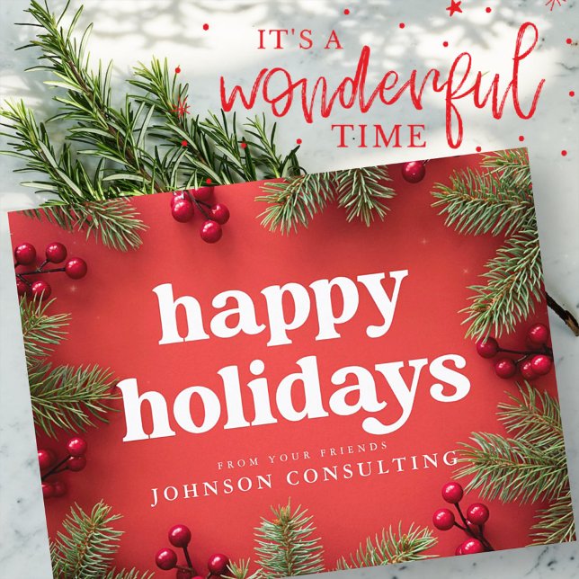 Carte Postale Faire-part Joyeuses Vacances Étoiles modernes et cônes de pin (Créateur téléchargé)