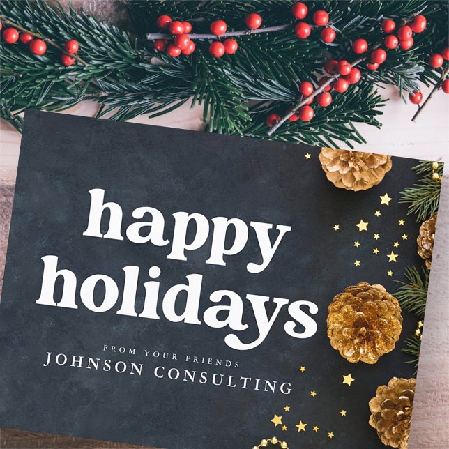 Carte Postale Faire-part Joyeuses Vacances Étoiles modernes et cônes de pin (Créateur téléchargé)