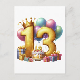 Carte Postale Faire-part Joyeux 13e anniversaire