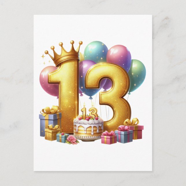 Carte Postale Faire-part Joyeux 13e anniversaire (Devant)