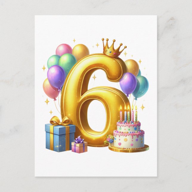 Carte Postale Faire-part Joyeux 6e Anniversaire (Devant)