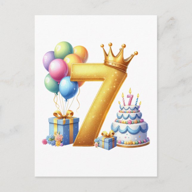 Carte Postale Faire-part Joyeux 7ème Anniversaire (Devant)